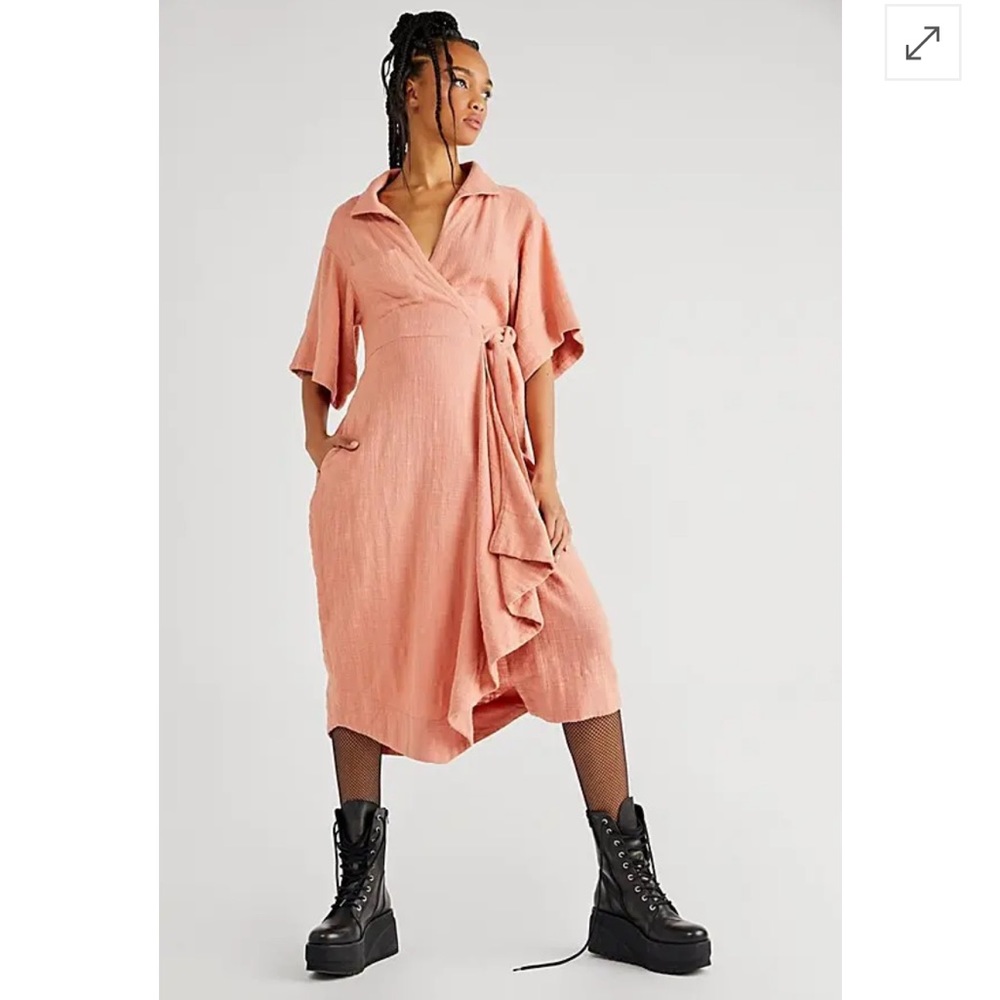 Free People Peach Midi Dress